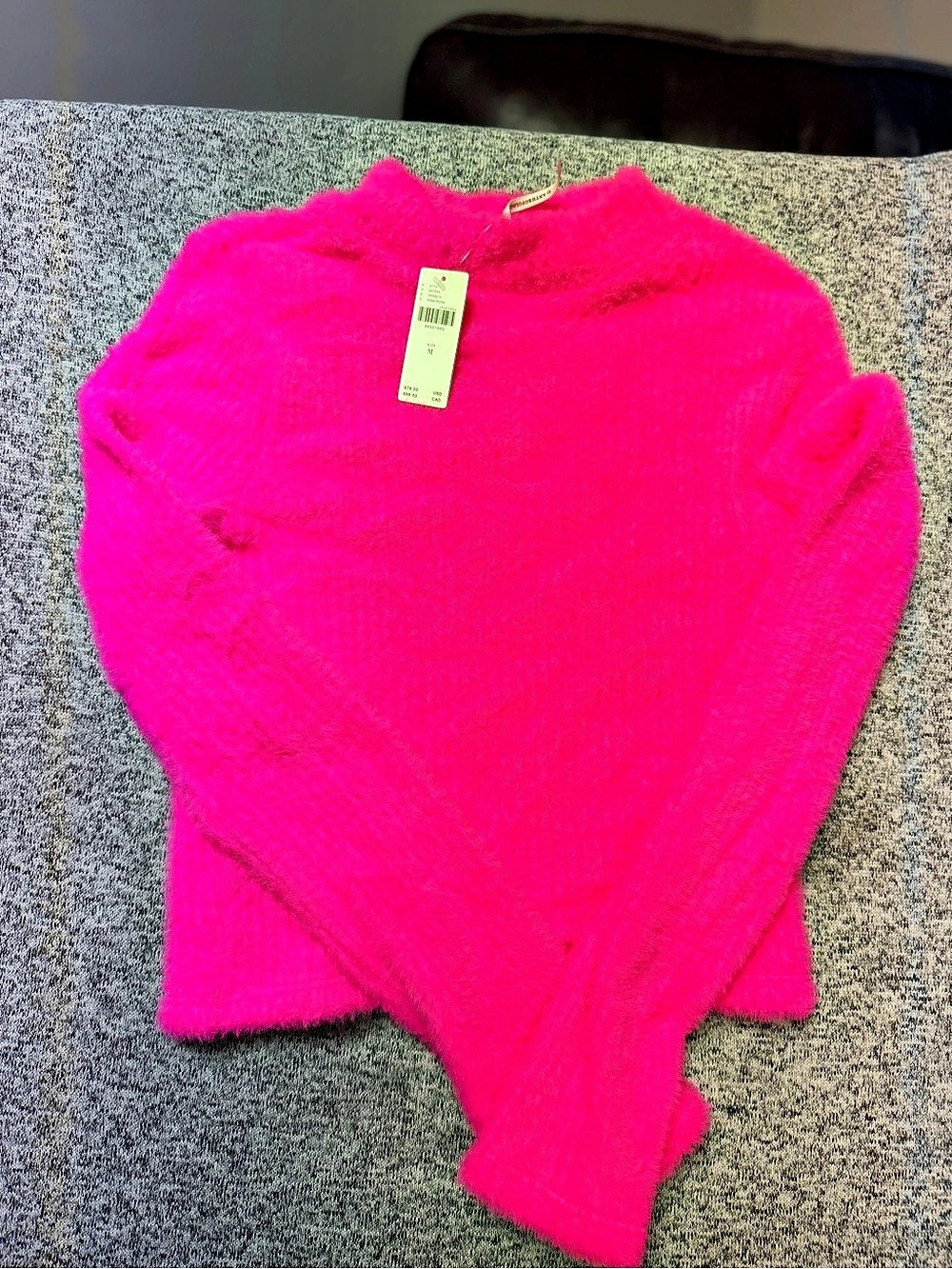 Anthropologie Fuzzy Crewneck Sweater in Pink NWT
